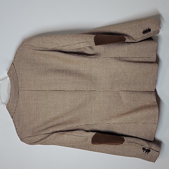 346 Brooks Brothers Herringbone Elbow Patch Wool Blazer Brown - Picture 8 of 11